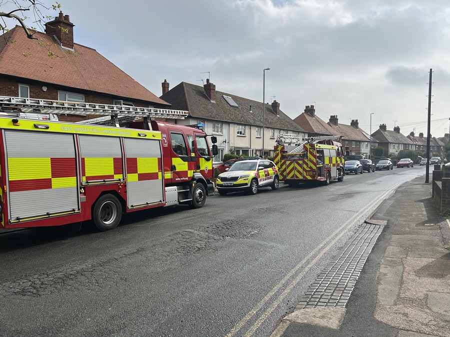 Emergency services attend to house fire in Eastbourne